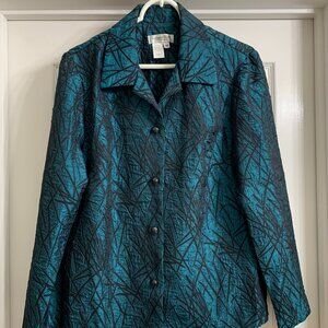 Coldwater Creek Women's Green and Black Design Jacket, Size Medium